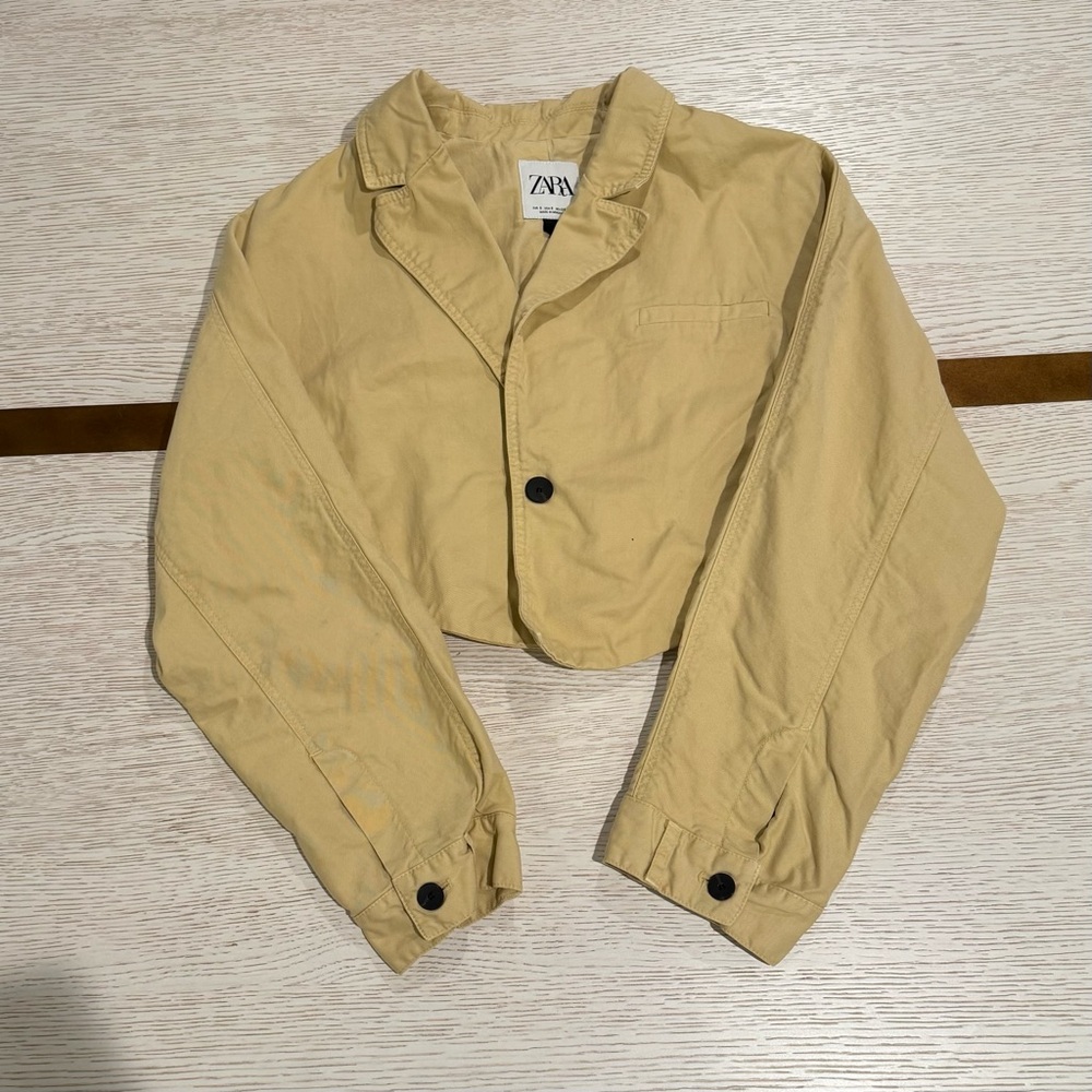 Zara Cropped Light Tan Blazer